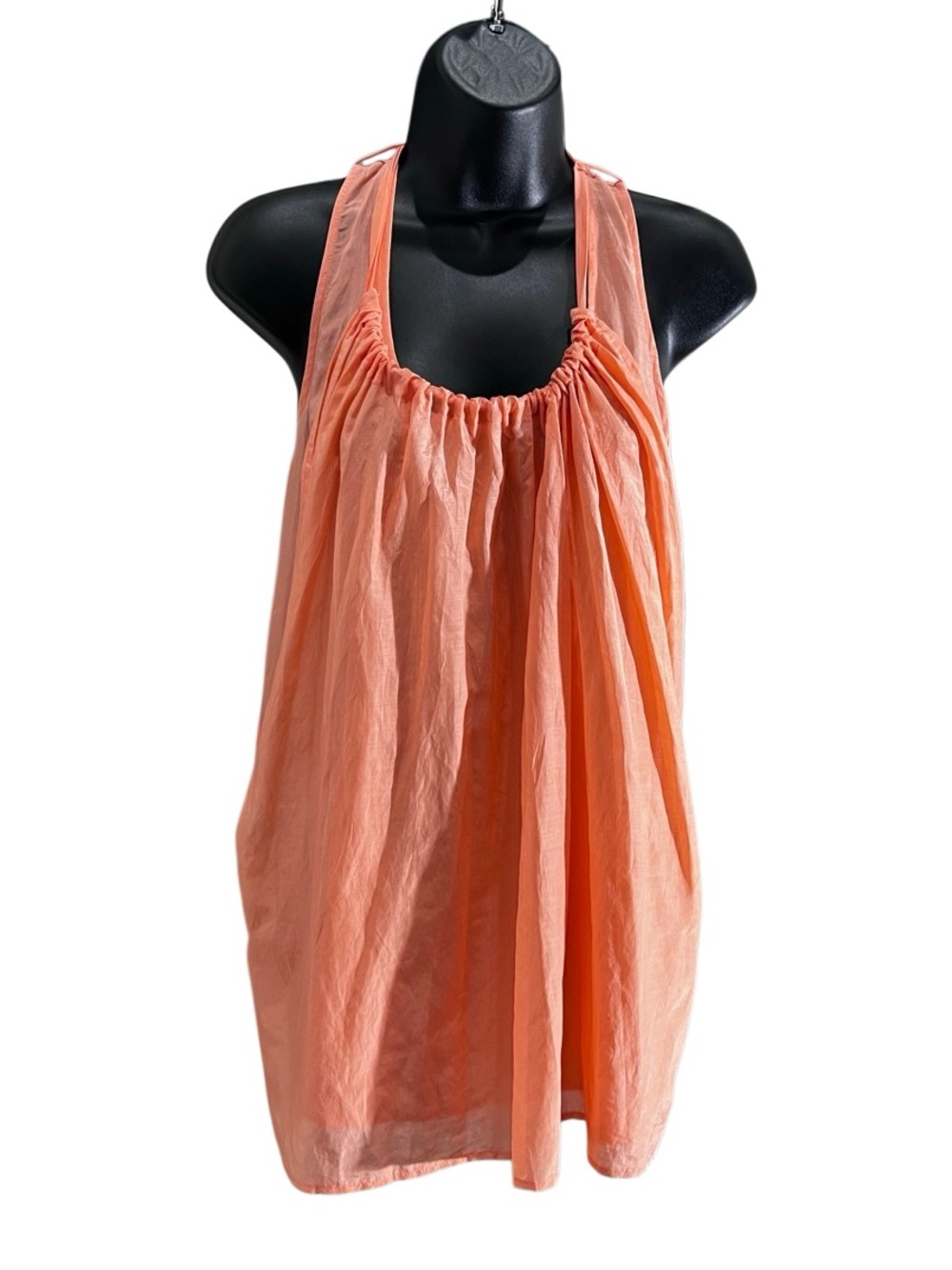 Arden B Silk Blend Coral Prach Halter Babydoll Blouse Size Small
